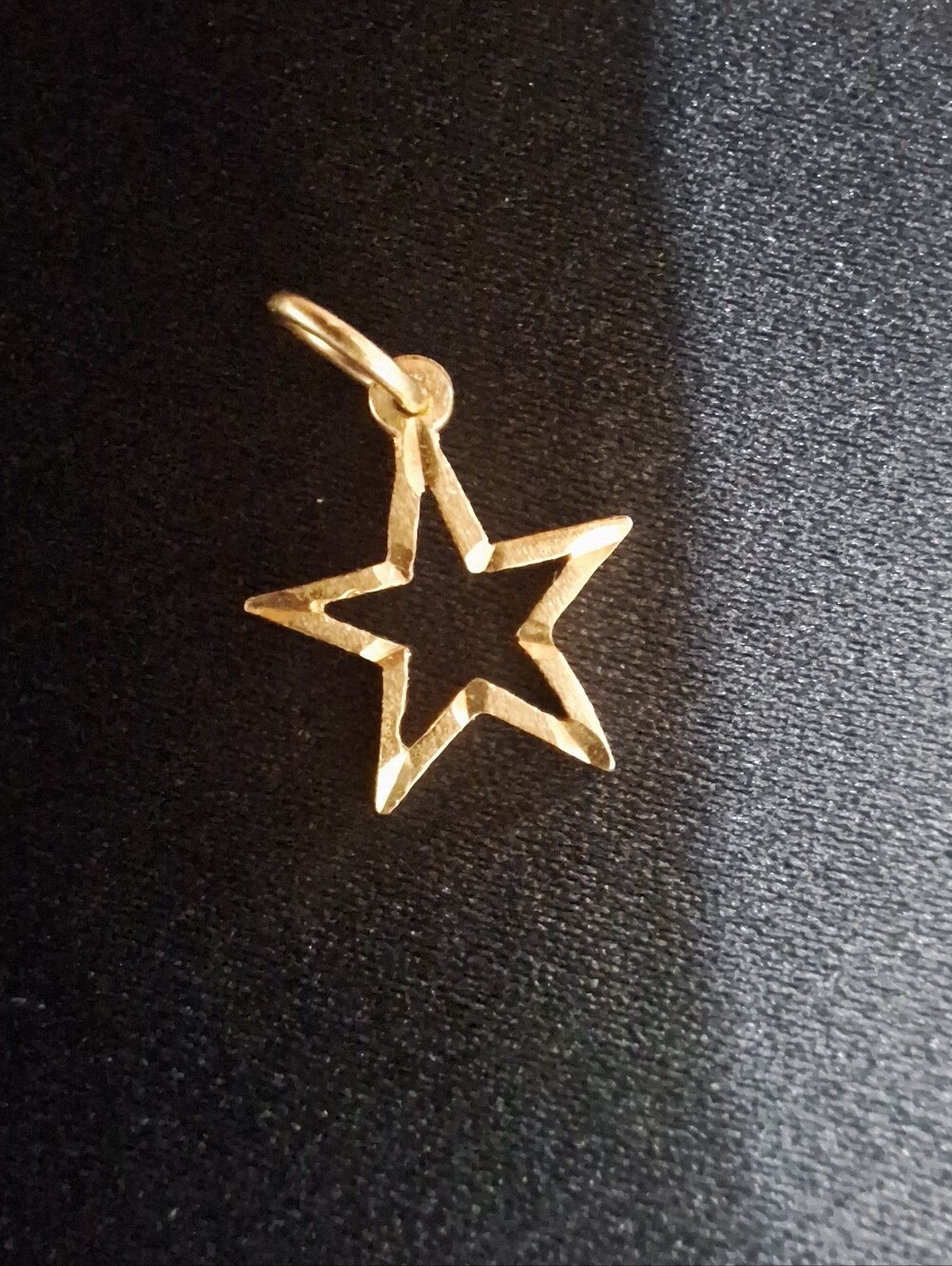10K Yellow Gold Diamond Cut Open Star Charm Pendant